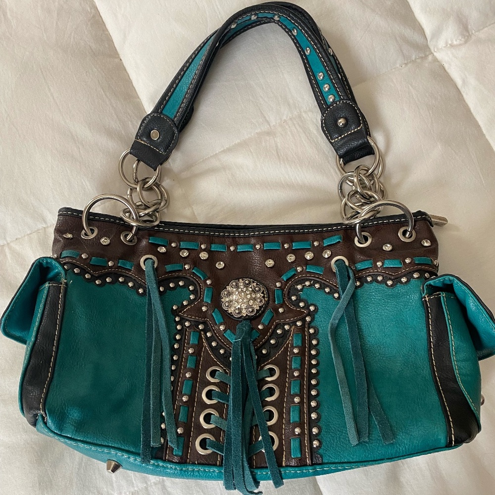Montana West concealed carry teal handbag